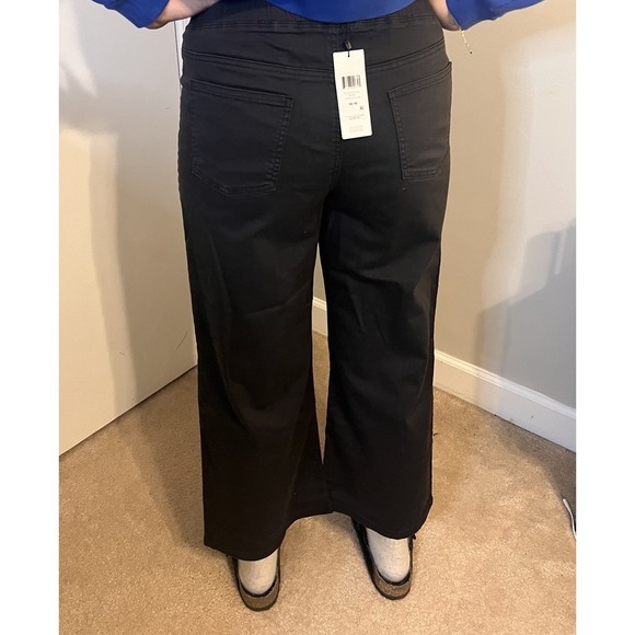 Eileen Fisher Wide Leg Stretch Black Jeans Cropped F9GDD-P4263 Medium NWT $238 - Picture 11 of 11